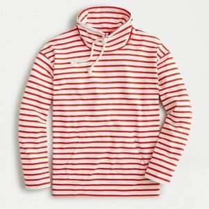 J. Crew Funnelneck pullover in striped Mariner cloth M Red/White Stripe
